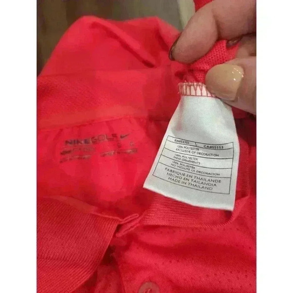 Nike Golf Dri-Fit Shirt Mens Large Red Short Sleeve Polo Polyester - Picture 5 of 7